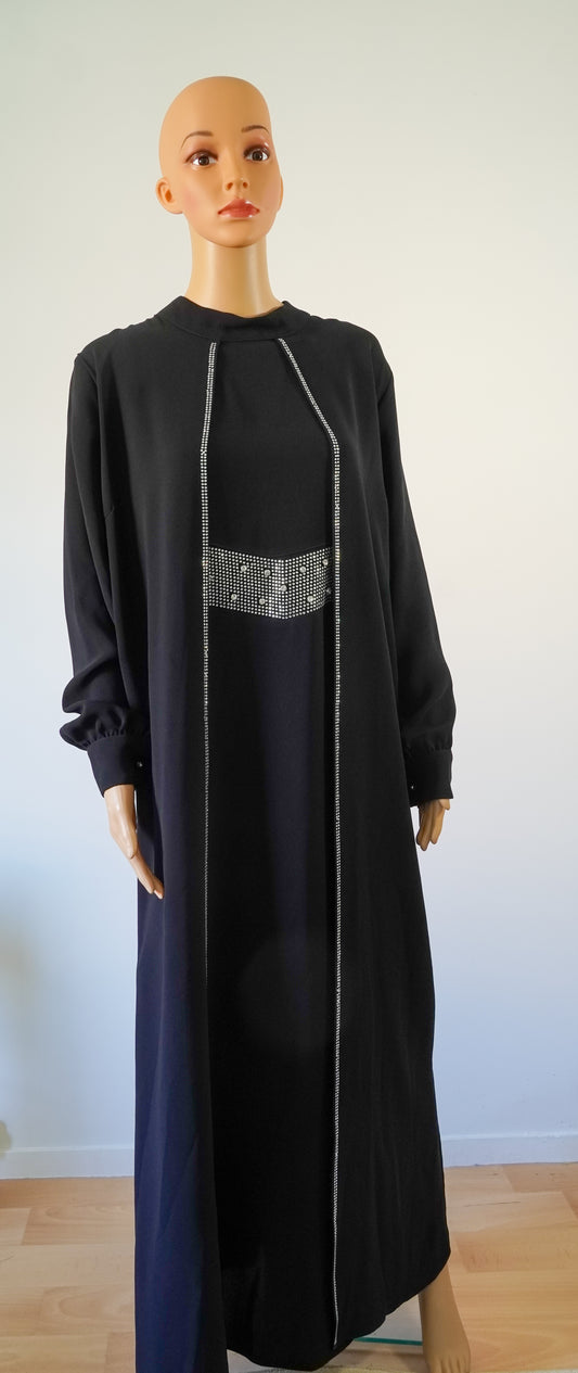 Tunique longue fluide avec strass argentés