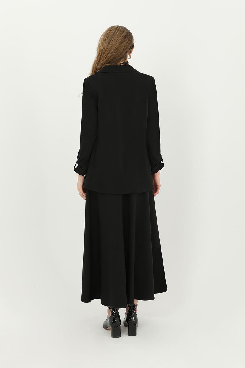 Siyah oversize ceket – Modern şıklık, katlanabilir kollu